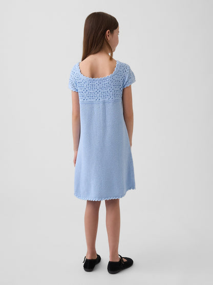 Açık Mavi Crochet Triko Elbise