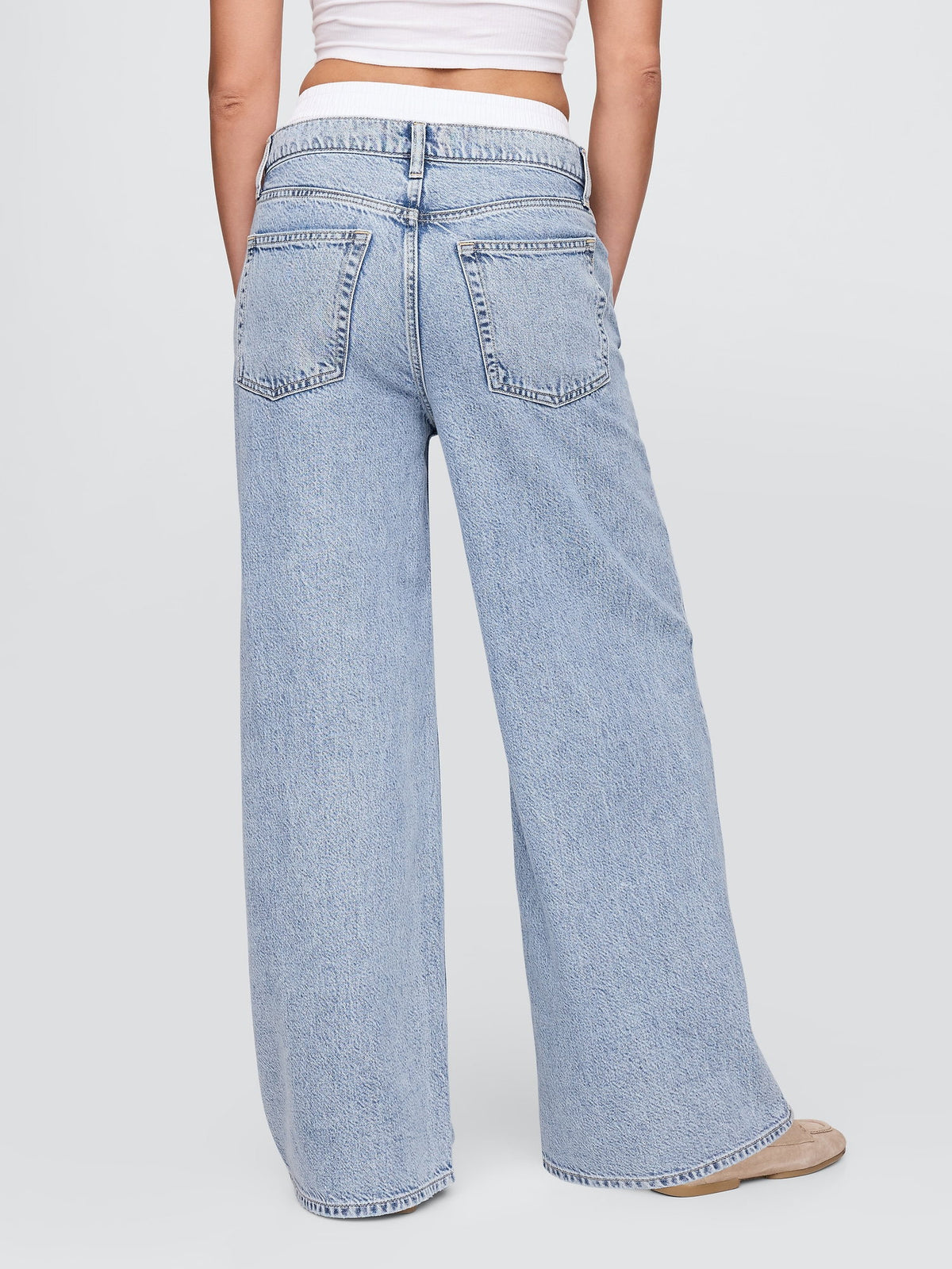 Açık Mavi Mid Rise Ultrasoft Boxer Baggy Jean Pantolon