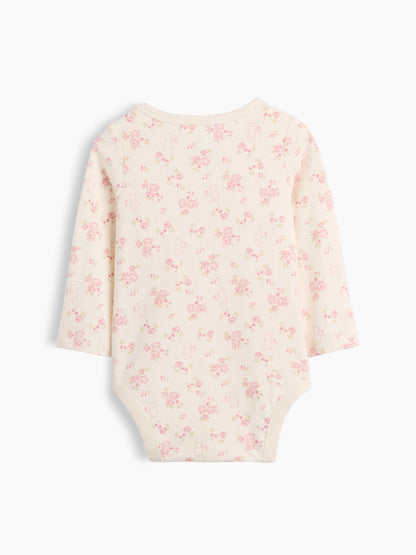 Pembe Organik Pamuk Grafik Baskılı Bodysuit