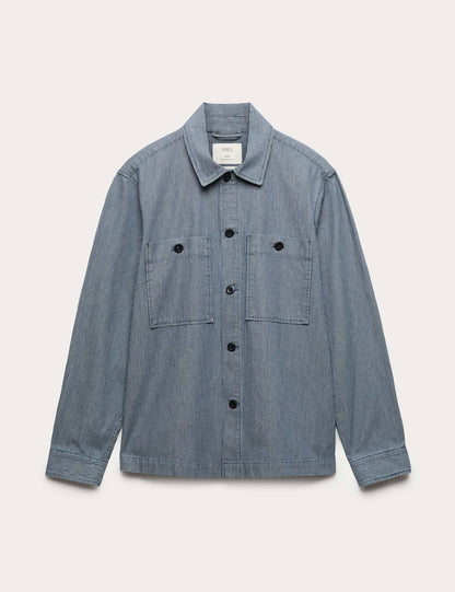 Pamuklu Çizgili Denim Gömlek Ceket