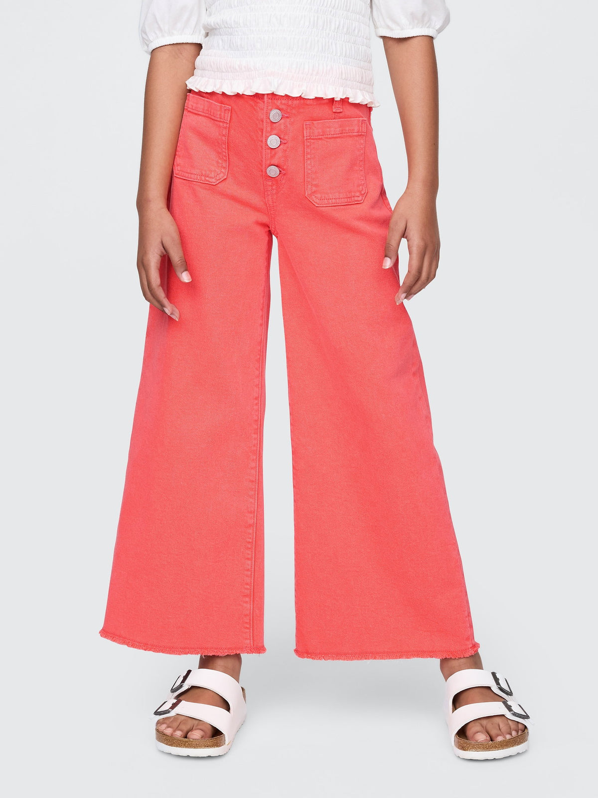 Kırmızı High Rise Stride Wide-leg Jean Pantolon