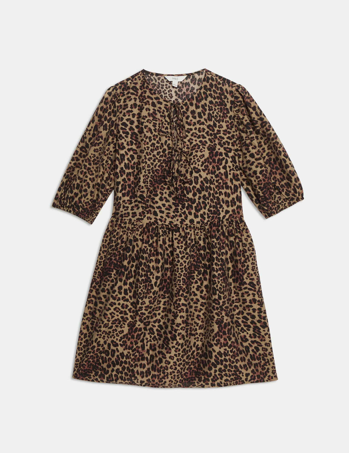 Leopar Desenli Mini Elbise