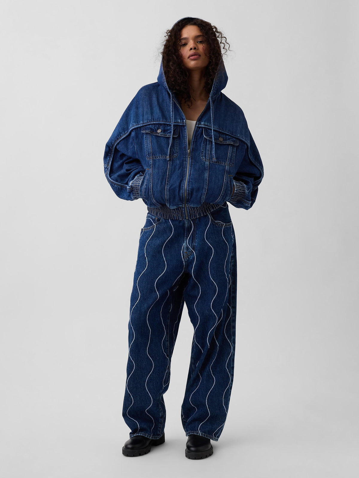 Koyu Mavi Gap × Hfr Denim Fermuarlı Sweatshirt By Daveed Baptiste