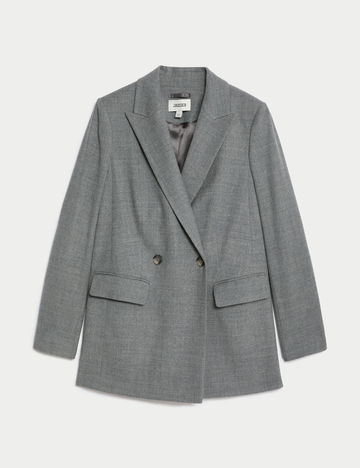 Yün Karışımlı Rahat Kruvaze Blazer Ceket