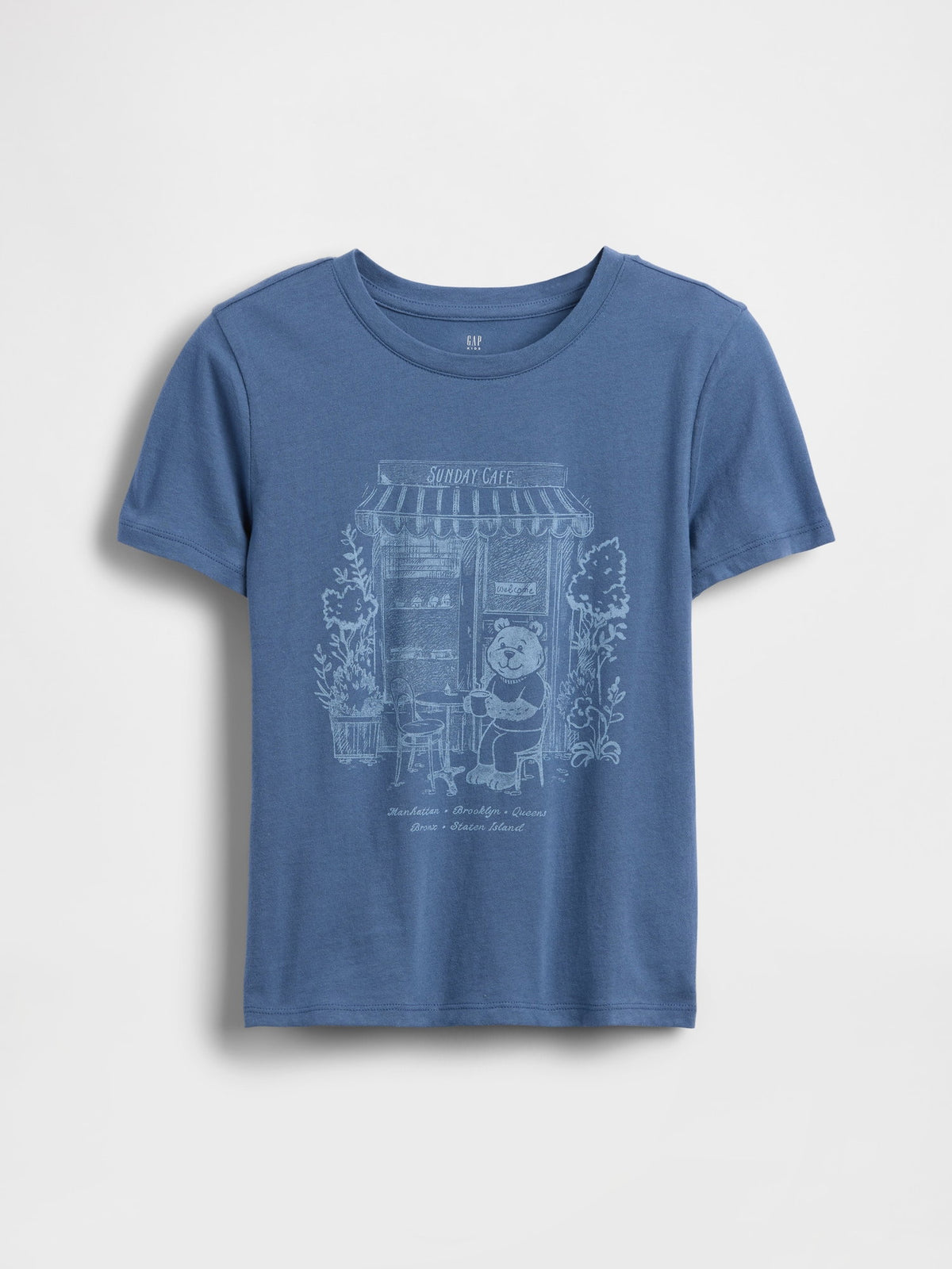Koyu Mavi Grafik Baskılı T-shirt