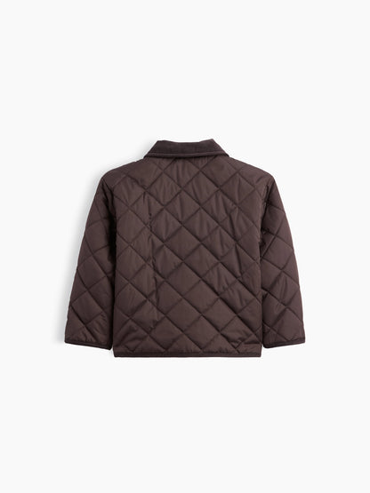 Koyu Kahverengi Quilted Gap Grafik Baskılı Barn Ceket