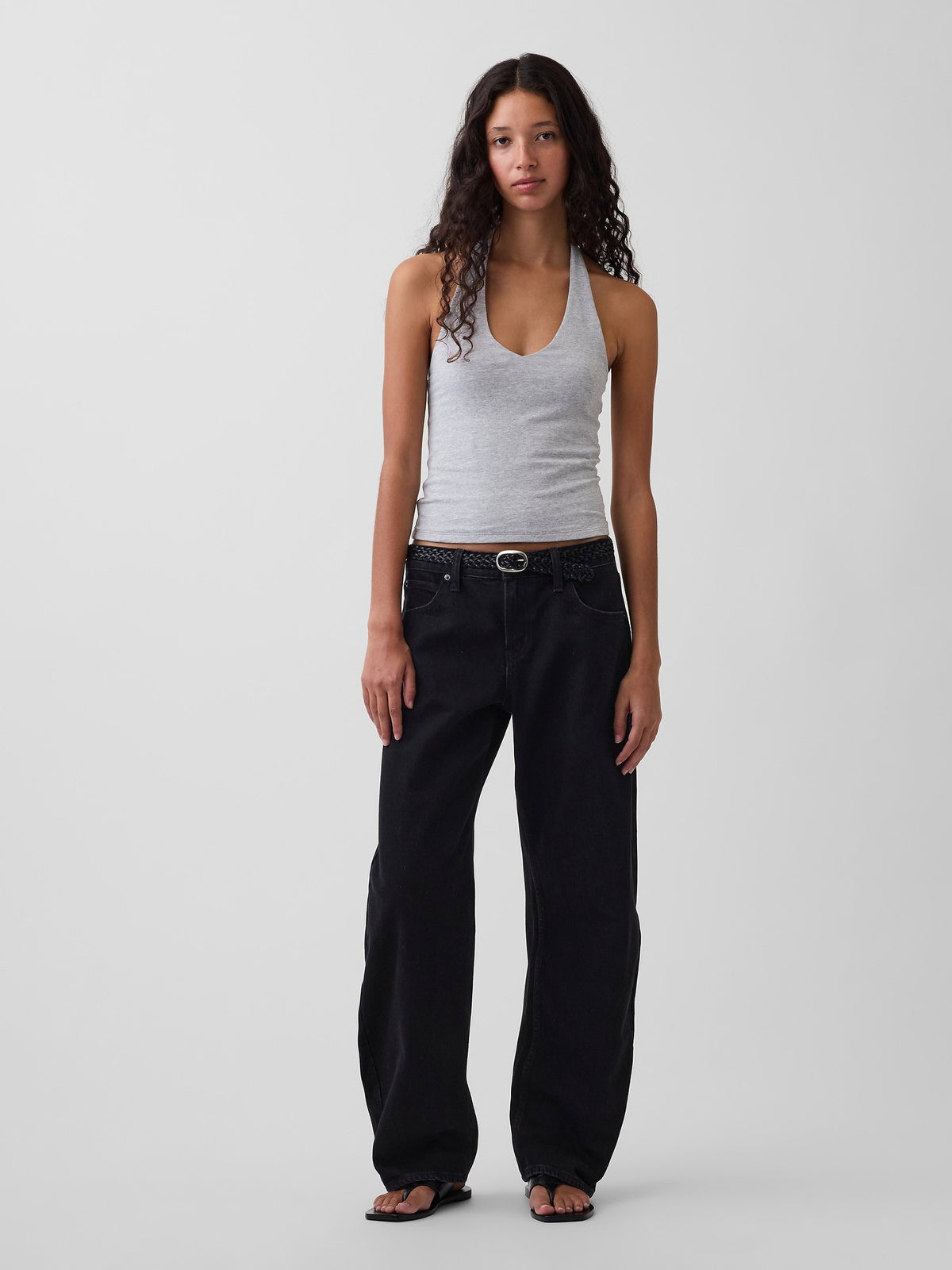 Gri Closeknit Halter Crop Bluz
