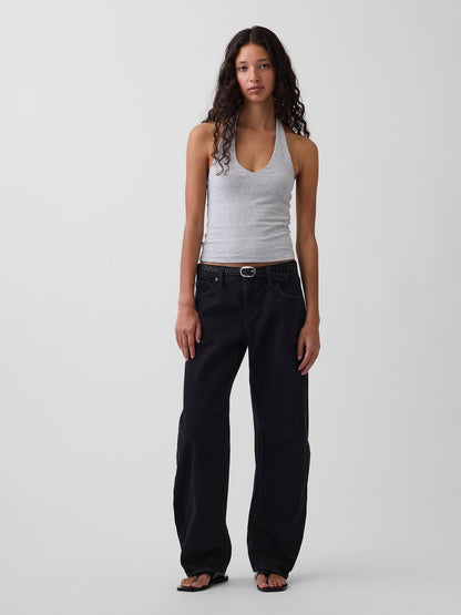 Gri Closeknit Halter Crop Bluz