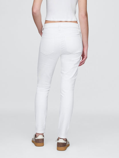 Beyaz Mid Rise True Skinny Jean Pantolon