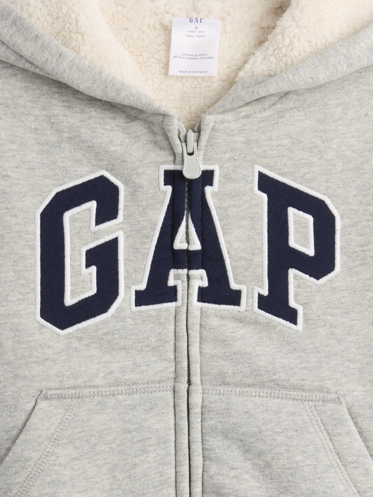 Gri Babygap Logolu Sherpa Fermuarlı Sweatshirt