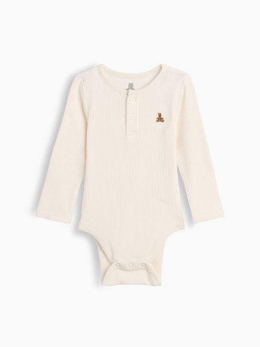 Kırık Beyaz First Favorites Tinyrib Henley Bodysuit