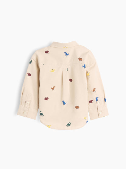 Mavi Baskılı Oxford Oversize Gömlek