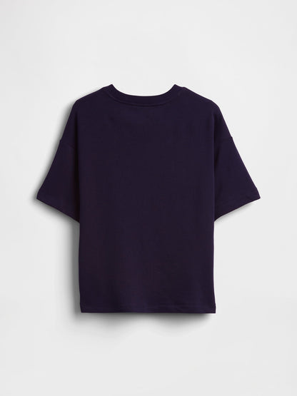 Lacivert Fransız Havlu Kumaş Relaxed Gap Logo T-shirt