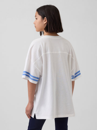 Beyaz Oversized Gap Athletic Logo Jersey T-shirt
