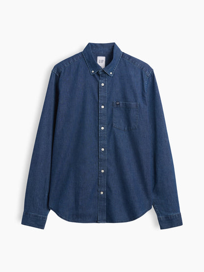 Koyu Mavi Relaxed Denim Gömlek
