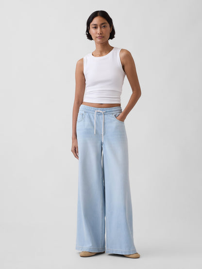 Açık Mavi Mid Rise Ultrasoft Easy Baggy Jean Pantolon