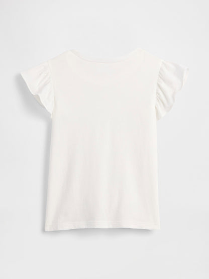 Beyaz Flutter Sleeve T-shirt