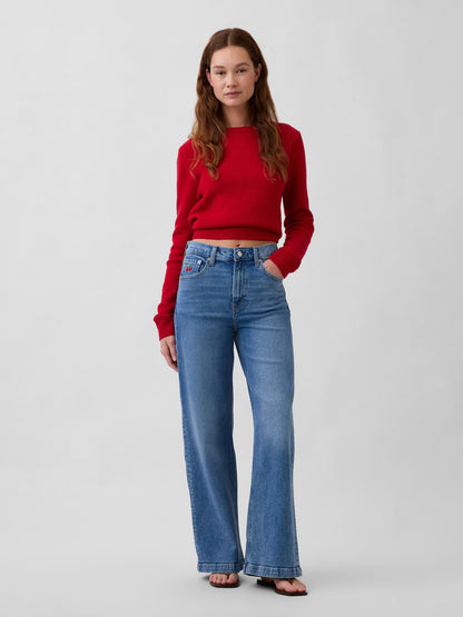 Mavi High Rise Stride Kalp Cepli Wide-leg Pantolon