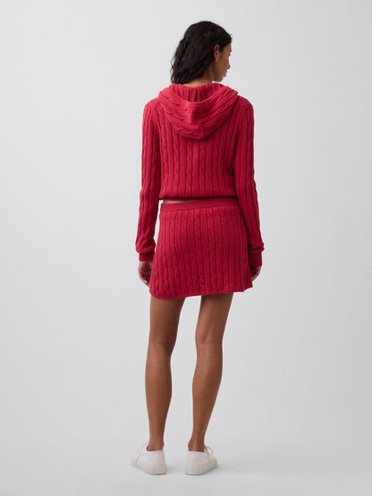Kırmızı 100% Pamuk Cable-knit Mini Şort