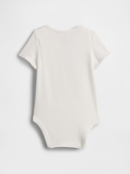 Beyaz First Favorites Grafik Baskılı Bodysuit