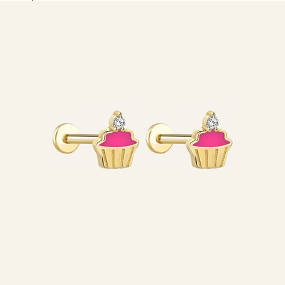 Cupcake Pink Çift Kulak Altın Piercing