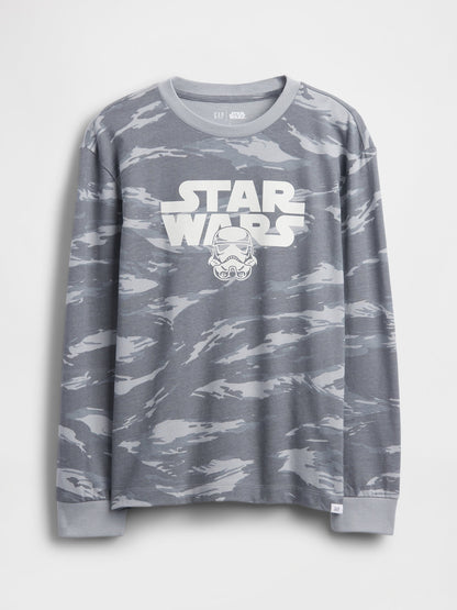 Gri Star Wars Relaxed Grafik Baskılı T-shirt