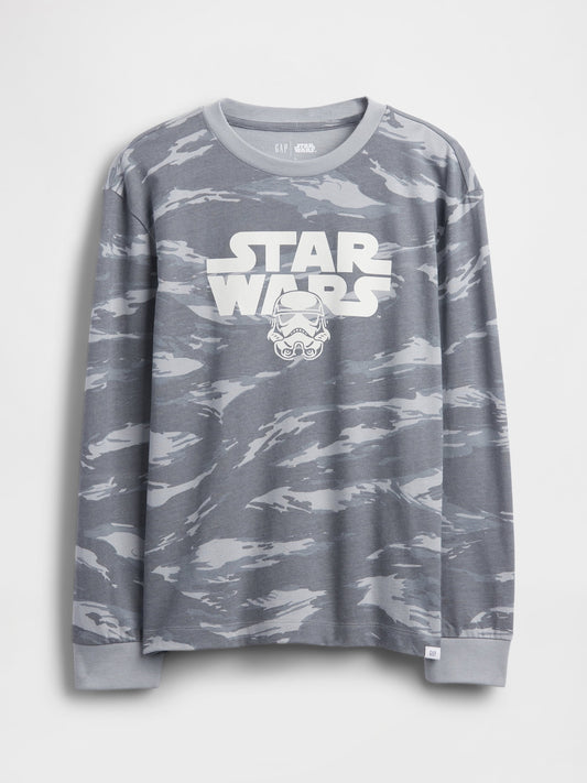 Gri Star Wars Relaxed Grafik Baskılı T-shirt