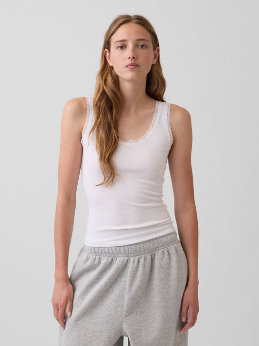 Beyaz Mini Fitilli Dantel Detaylı Askılı Pijama Üstü