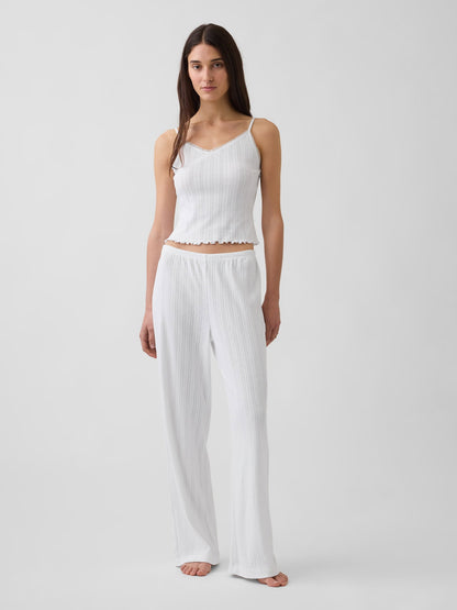 Beyaz Pointelle Pijama Altı