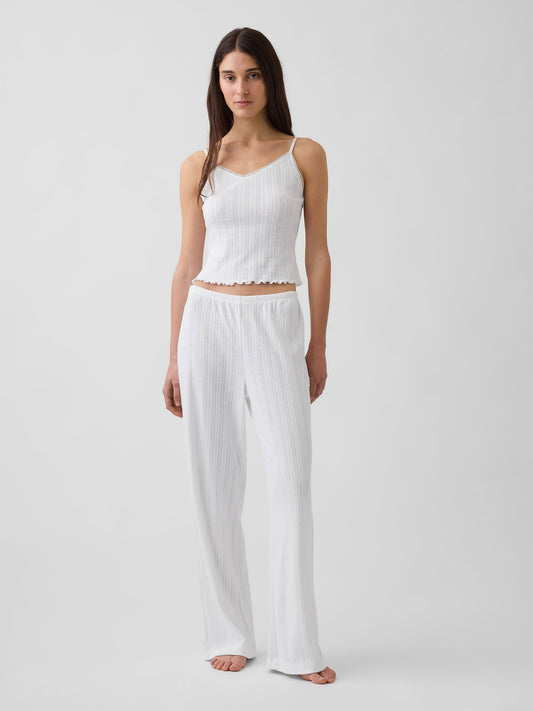 Beyaz Pointelle Pijama Altı