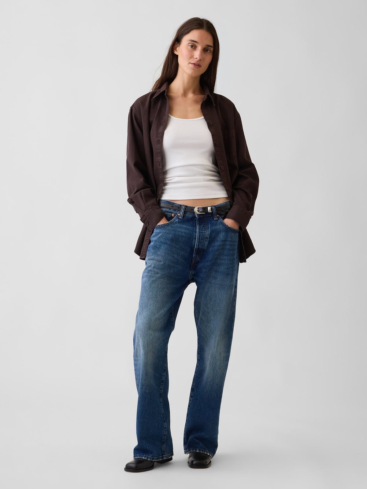 Kahverengi Denim Big Gömlek