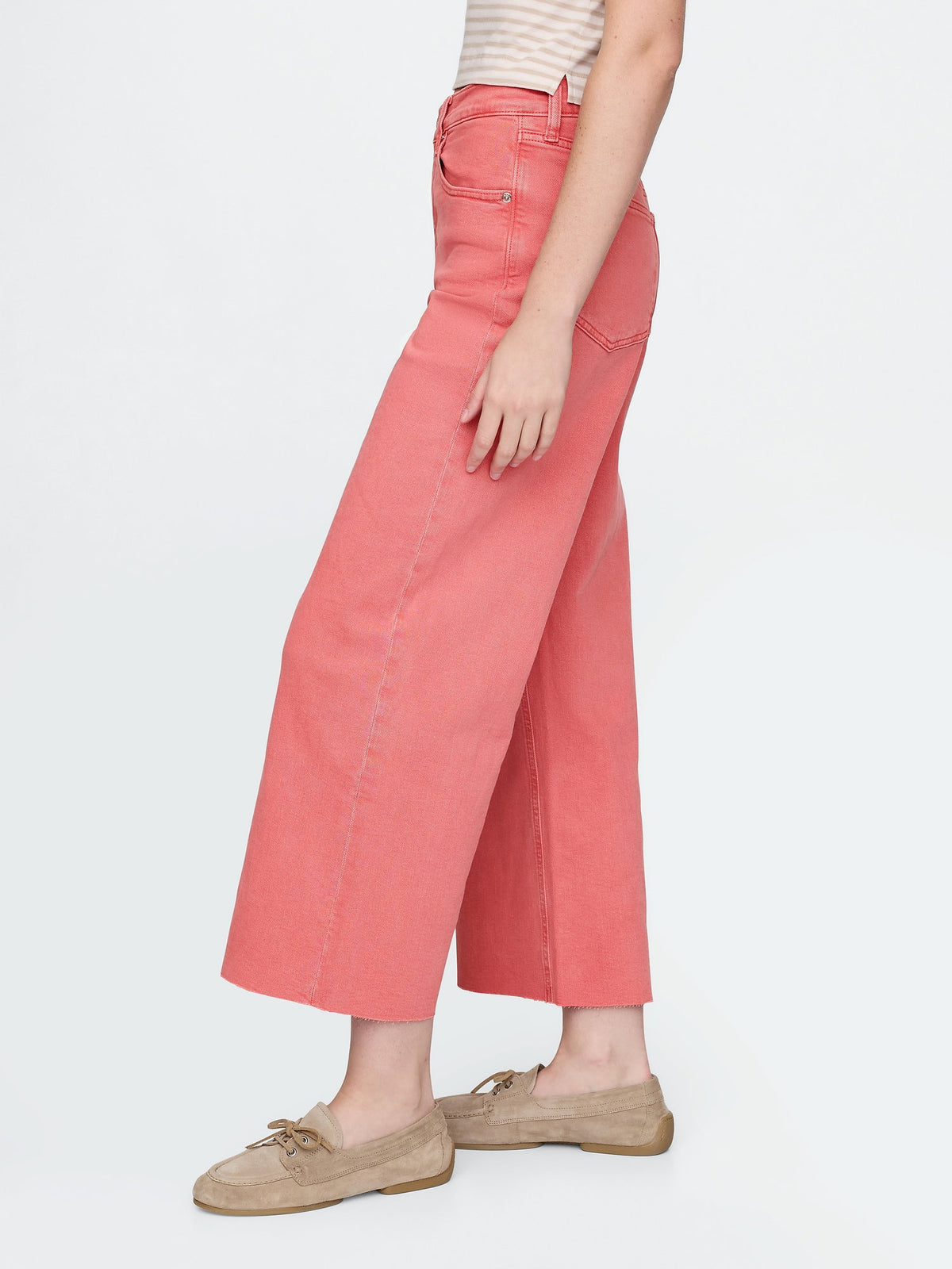 Pembe High Rise Stride Wide-leg Ankle Jean Pantolon
