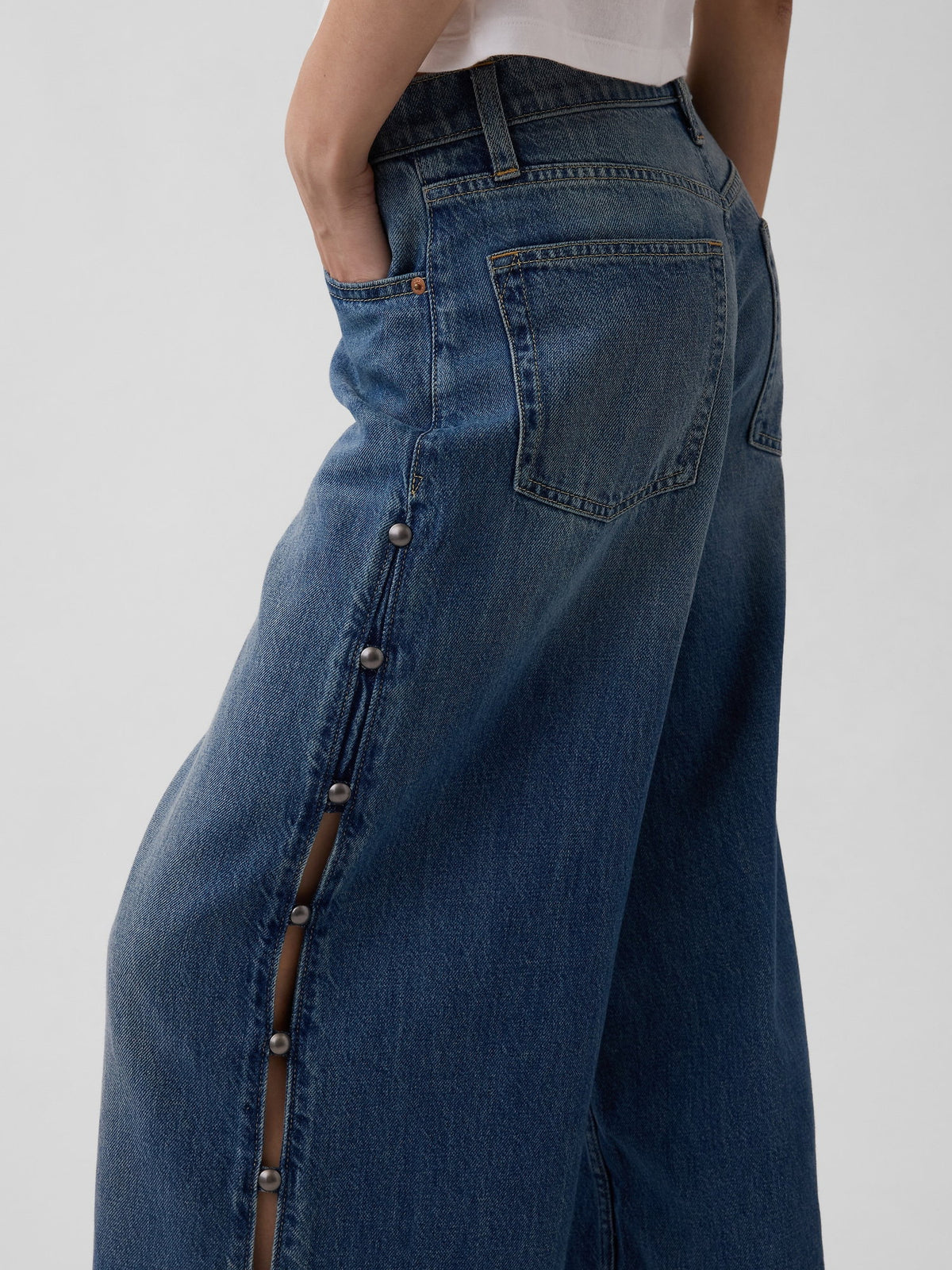 Mavi Mid Rise Ultrasoft Studded Baggy Jean Pantolon