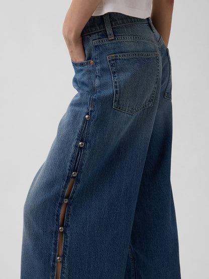 Mavi Mid Rise Ultrasoft Studded Baggy Jean Pantolon