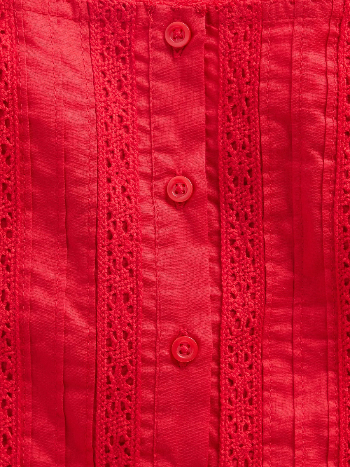 Kırmızı Flutter-sleeve Dantel Kenar Detaylı Elbise