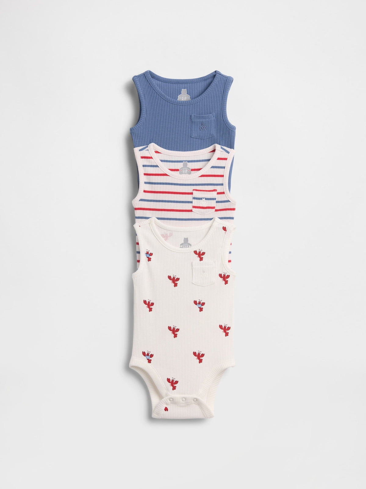 Çok Renkli First Favorites Tinyrib Cepli Kolsuz Bodysuit (3’lü)