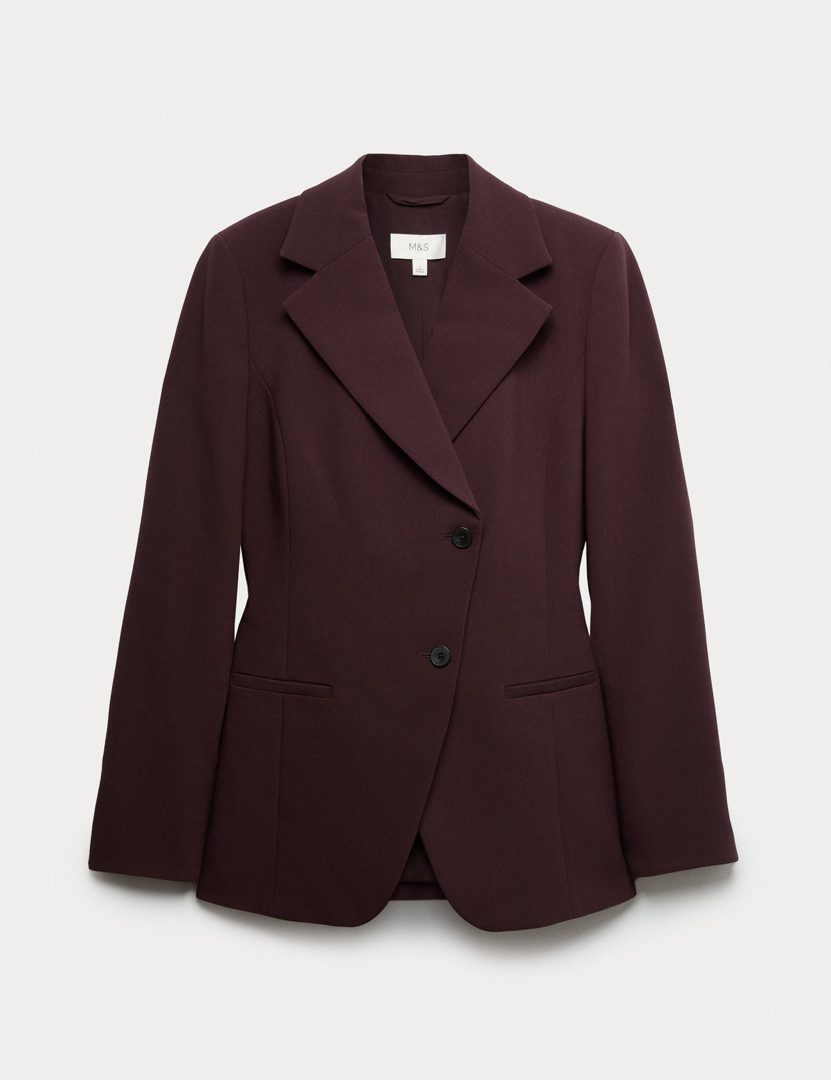 Bel Detaylı Asimetrik Tek Düğmeli Klasik Blazer Ceket