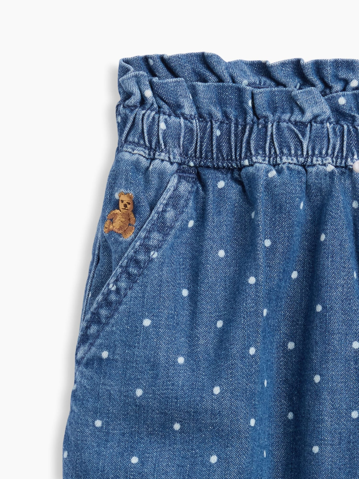 Mavi Polka Dot Pull-on Fırfır Barrel Jean Pantolon