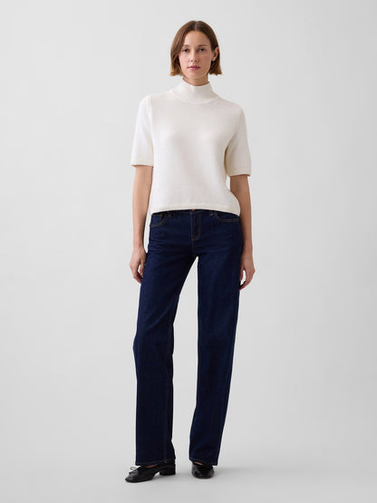 Kırık Beyaz Cashsoft Mockneck Elbow-sleeve Kazak