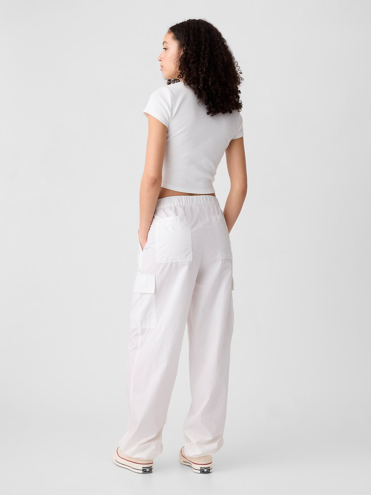 Kırık Beyaz Kargo Paraşüt Pull-on Pantolon