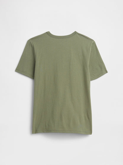 Haki Grafik Baskılı T-shirt