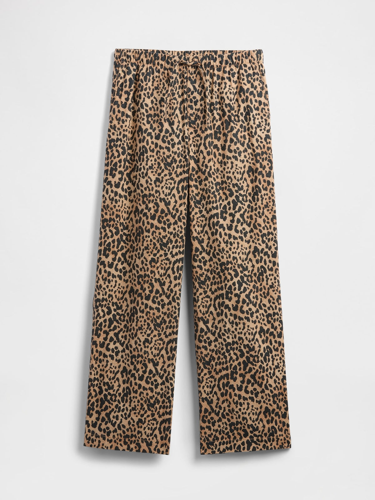 Kahverengi Mid Rise Keten Karışımlı Pull-on Wide-leg Pantolon