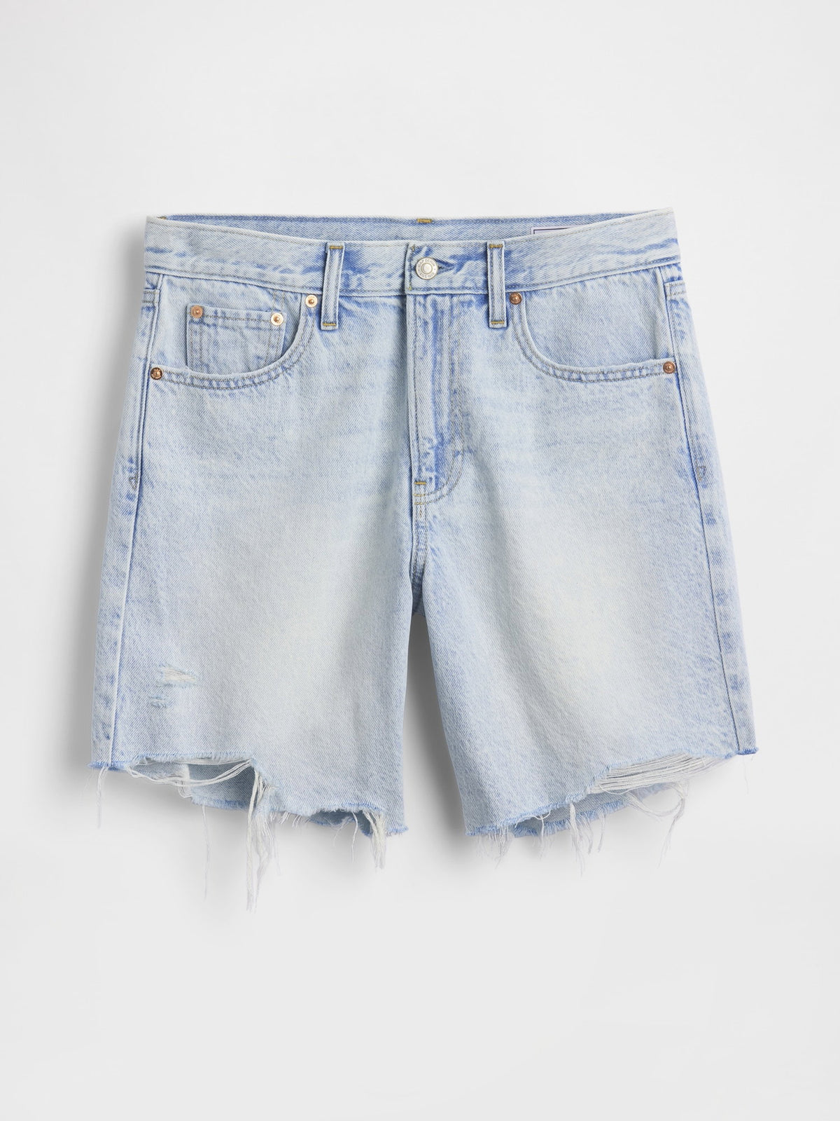 Açık Mavi Mid Rise Loose Denim Bermuda Şort