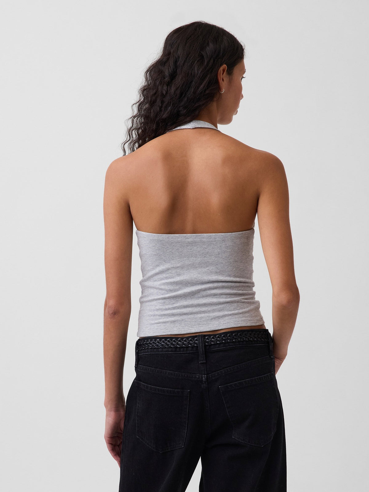 Gri Closeknit Halter Crop Bluz