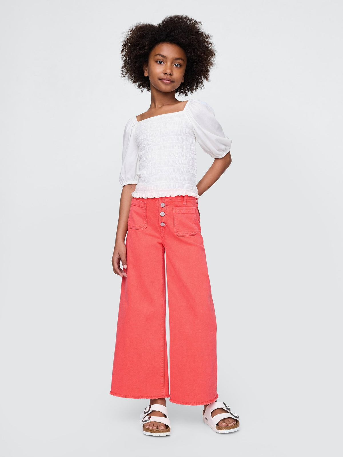 Kırmızı High Rise Stride Wide-leg Jean Pantolon
