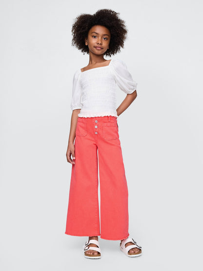 Kırmızı High Rise Stride Wide-leg Jean Pantolon