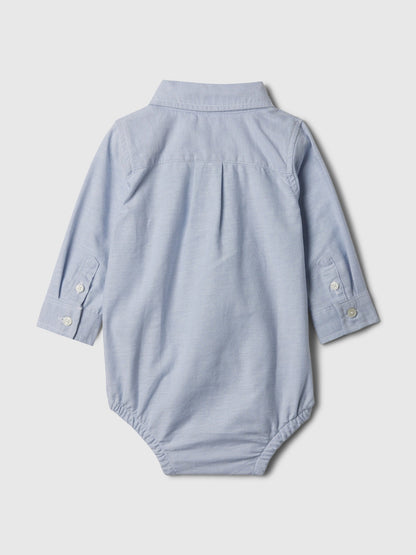 Açık Mavi Brannan Bear Işlemeli Oxford Bodysuit