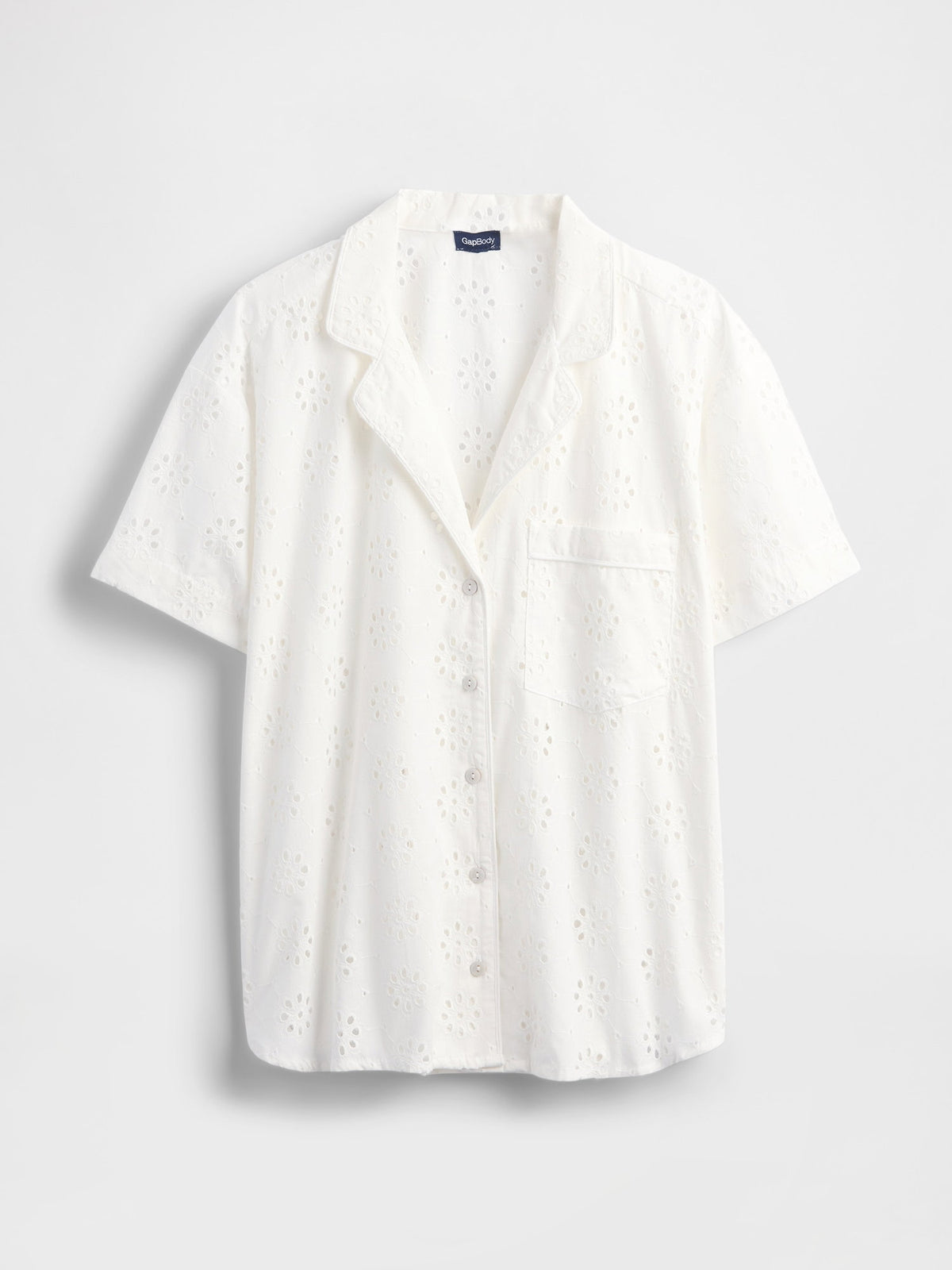 Beyaz Eyelet Poplin Pijama Üstü