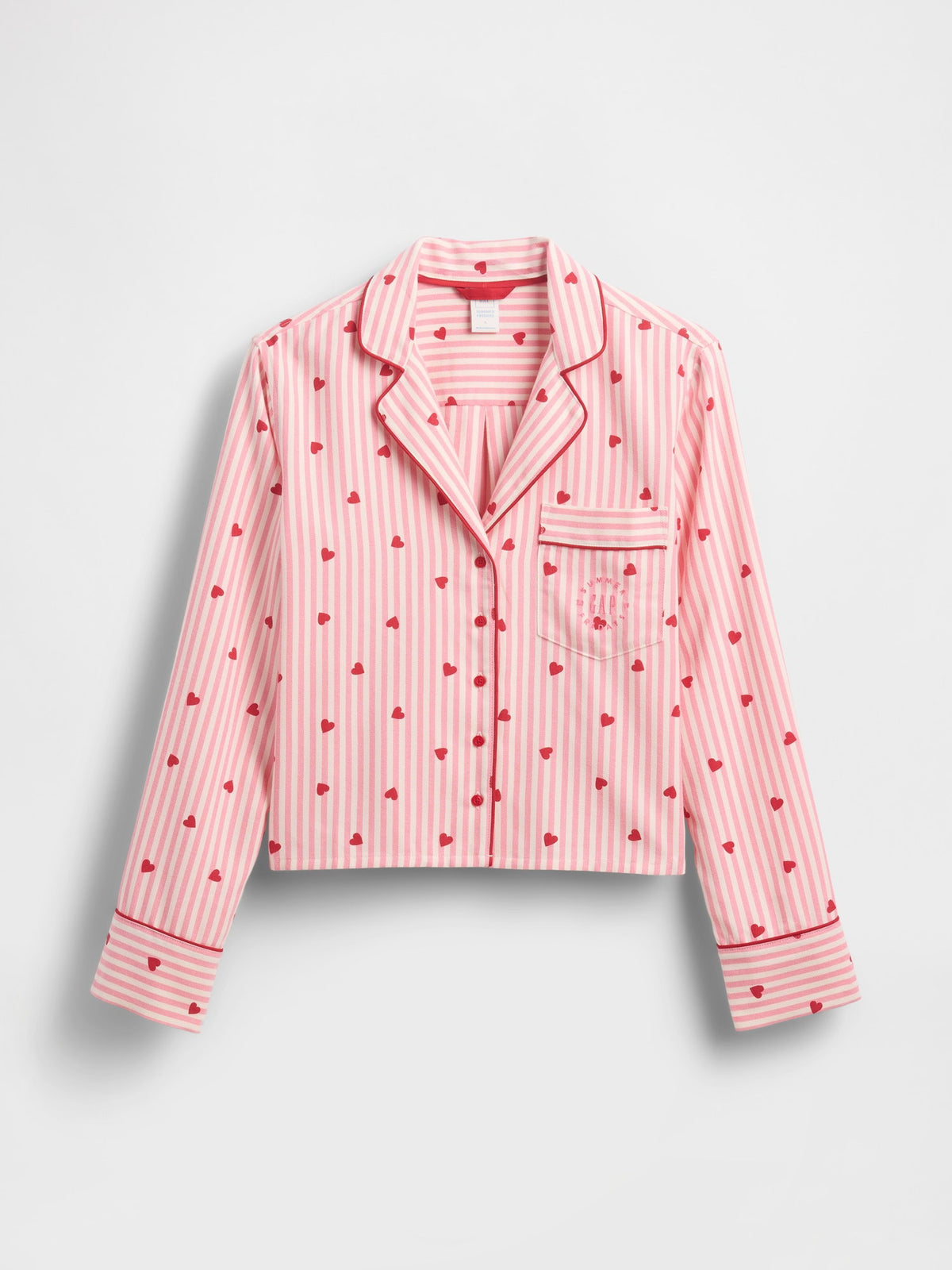 Pembe Gap × Summer Fridays Relaxed Flannel Hearts Pijama Üstü
