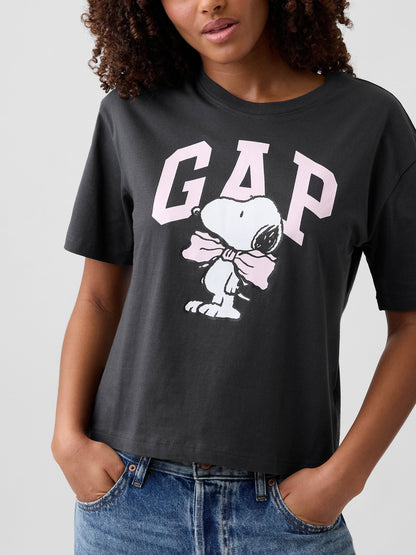 Koyu Gri Peanuts Oversized Gap Logo T-shirt